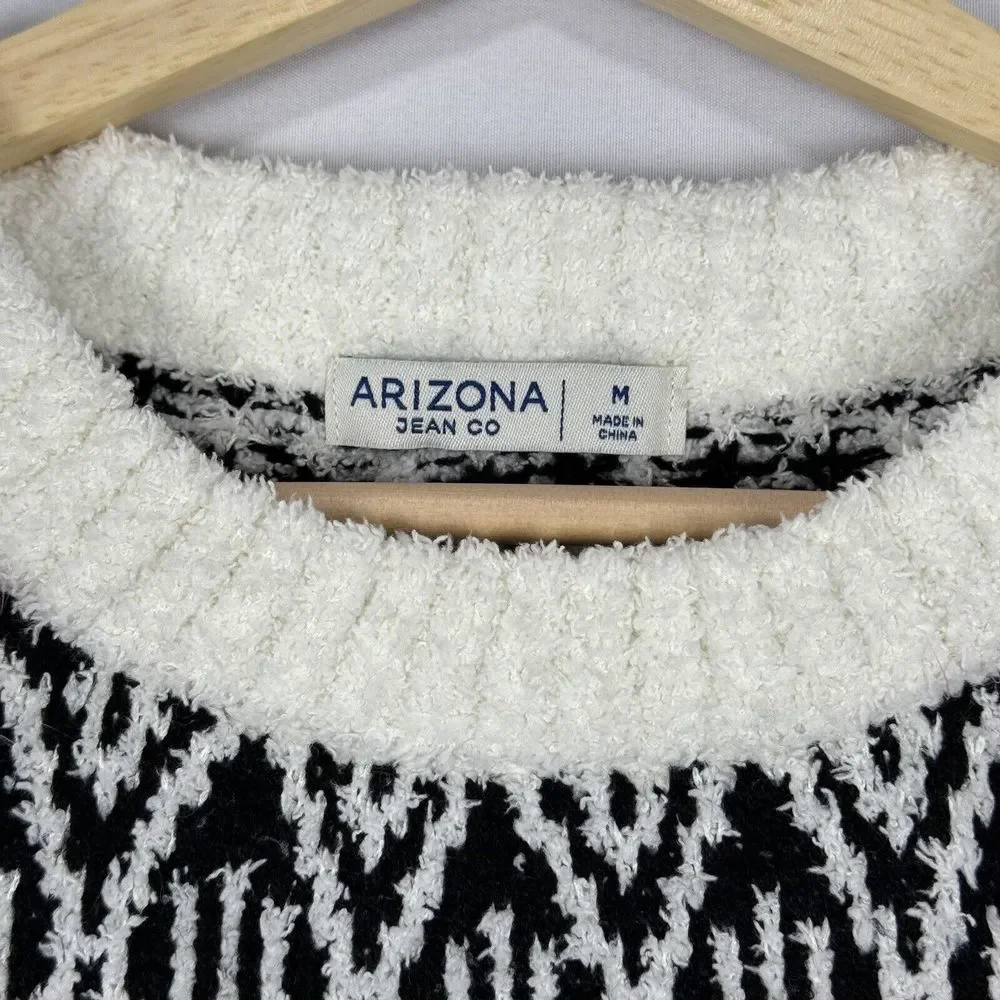 Arizona Jean Company Cozy Knit Sweater Crew Neck Size Medium Geometric Pattern